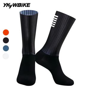 YKYWBIKE 사이클링 에어로 양말 안티 슬립 실리콘 여름 남성 여성 Whiteline 자전거 스포츠 러닝 자전거 양말 Calcetines Ciclismo