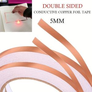 1 롤 DIY 구리 호일 테이프 EMI 차폐 단면 전도성 수리 접착 테이프