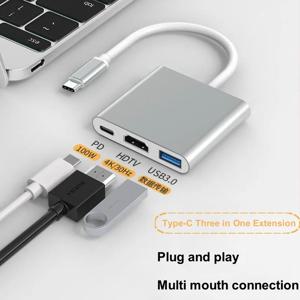 노트북 및 휴대폰용 HDMI 4K 어댑터가 포함된 3-in-1 USB C 허브 - Type-C 도킹 스테이션 변환기