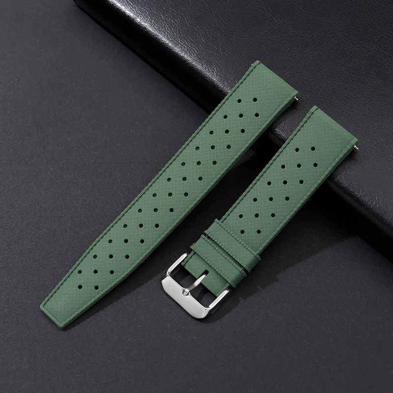 실리콘 시계 밴드 퀵 릴리스 고무 시계 스트랩 18mm 20mm 22mm 트로픽 통기성 방수 손목 시계 밴드