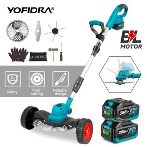 YOFIDRA 브러시리스 9인치 전기 잔디 깎는 기계 36000RPM 무선 잔디 트리머 마키타 18V 배터리 핀용 조절 가능한 정원 도구