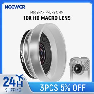 NEEWER HD 10X 매크로 렌즈, 분리형 디퓨저 후드 포함, 아이폰 삼성 휴대폰 케이지 리그, 17mm 렌즈 어댑터 포함