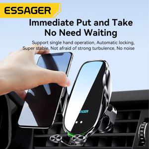 Essager-Qi 15W 무선 충전기 자동차 전화 홀더 아이폰 14 13 12 X 프로 맥스 샤오미 화웨이, 차량용 에어 벤트 마운트, 고속 충전