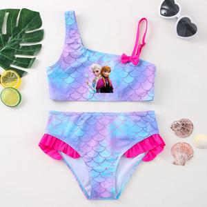 여아용 프로즌 안나 엘사 수영복, 원피스 수영복, 어린이 드레스, 여름 수영복, 비치 세트, 인어 패션