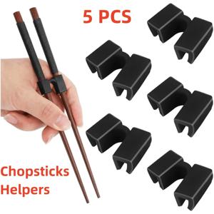 5 PCS 재사용 가능한 젓가락 도우미 훈련 젓가락 경첩 커넥터 연습 젓가락 도우미 성인용 어린이 초보자 Traniner