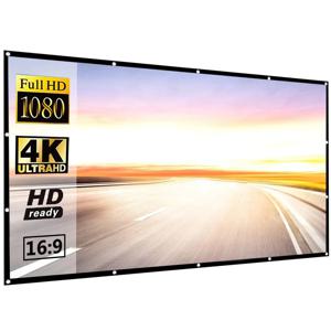 60 72 84 100 120 150 인치 간단한 접이식 프로젝션 스크린 100 인치 커튼 16:9 야외 풀 HD 2K 4K 프로젝터 스크린 커튼