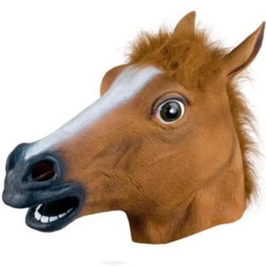 소년과 소녀를 위한 흰색, 검은색, 갈색 말 머리 마스크, 재미있는 라텍스 동물 마스크, 참신한 할로윈 롤플레잉 의상, 모자