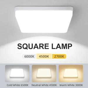 사각형 천장 조명 주방 욕실 패널 조명 방수 LED 천장 광택 110V 220V 침실 매달려 램프 15/18/23/30/45cm