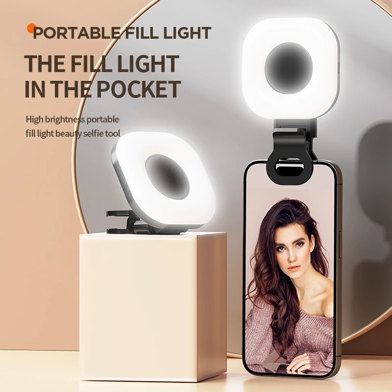 미니 LED 스마트 폰 Selfie 채우기 빛 조정 가능한 밝기 클립으로 3 가지 모드 Tiktok 카메라 모바일 IPad 용 휴대용 비디오 라이트