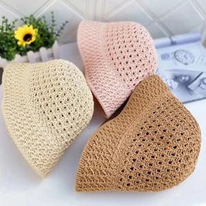 버킷 모자 봄 여름 중공 니트 모자 솔리드 컬러 Sunhat 어부 모자 캐주얼 접이식 비치 캡