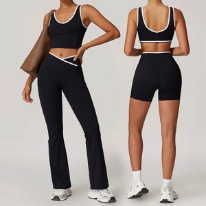 2PCS 요가 세트 여성 Tracksuit 누드 느낌 운동 세트 체육관 의류 피트니스 러닝 Sportwear 스포츠 브래지어 레깅스 정장