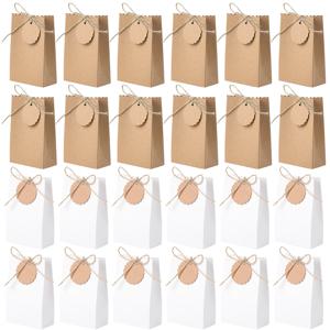 10/20/30pcs 레트로 크래프트 종이 DIY 선물 가방 화이트 브라운 쿠키 결혼식 호의 사탕 상자 식품 포장 가방 로프 생일 데코