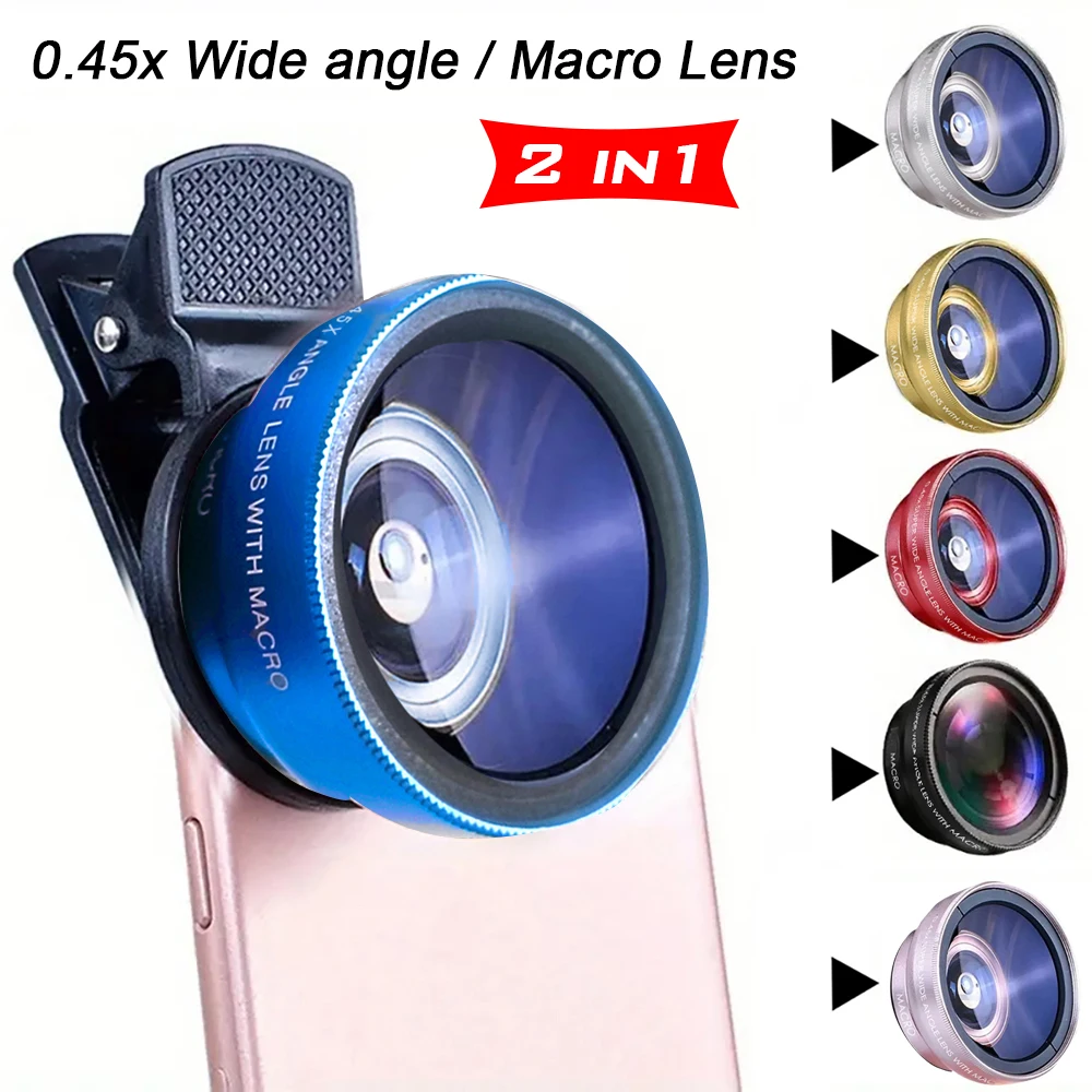 2 in 1 전화 카메라 렌즈 키트 경험 0.45x 광각 12.5x 매크로 렌즈 HD 카메라 렌즈 for iphone ios Android 스마트폰