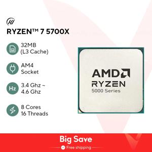 AMD Ryzen 7 5700X R7 5700X 3.4GHz 8 코어 16 스레드 PCIE4.0 65W CPU 프로세서, 7NM L3 = 32M 100-000000926 LGA AM4, 선풍기 없음