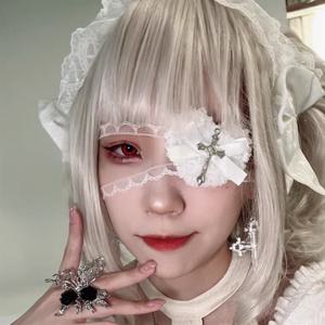 할로윈 펑크 고딕 크로스 아이 마스크 코스프레 로리타 아이 패치 레이스 하트 보우 안경 액세서리 카니발 소품