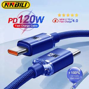 NNBILI USB C타입-USB C 케이블, PD 고속 충전 데이터 코드, 삼성 샤오미 14 원플러스 12 POCO OPPO, 아이폰 15 프로 맥스, 120W