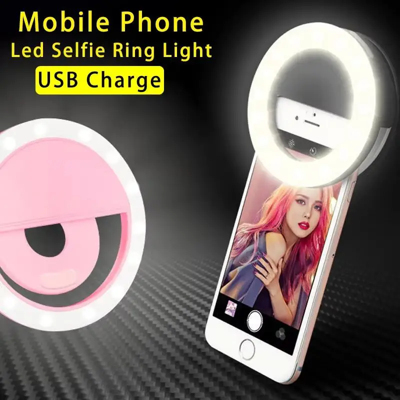 휴대 전화 채우기 빛 USB 충전 Led Selfie 링 라이트 전화 라이브 방송 비디오 모든 스마트 폰용 LED Selfie 링 램프