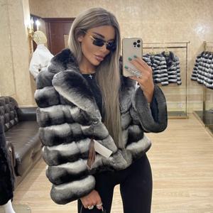 여성용 천연 모피 코트, 짧은 겨울 코트, 긴 친칠라 재킷, 리얼 렉스 토끼 모피, 럭셔리 브랜드 대비