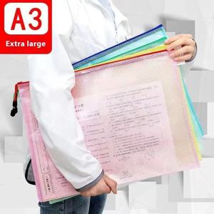 A3 사이즈 투명 지퍼 백, 방수 및 방진, 메쉬 지퍼 백, 문서, 종이, 문서, 화장품용