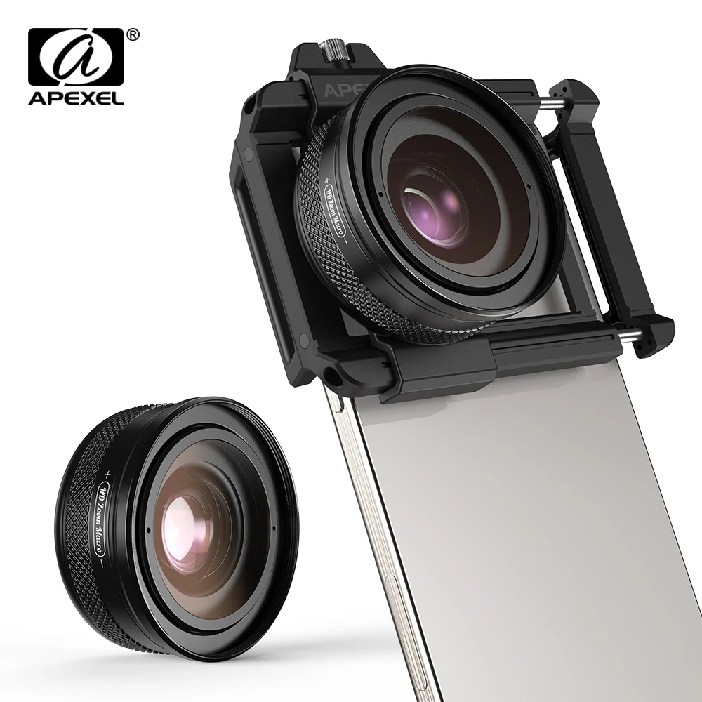 APEXEL 10-20X 줌 매크로 렌즈 HD 마이크로 폰 카메라 렌즈는 iPhone 용 아이 매크로 사진을 지원합니다. 삼성 모든 스마트 폰