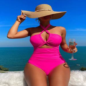 Drawstring 원피스 여성 수영복 2025 수영복 여성 하이 웨이스트 비키니 Bandeau Halter 수영복 Monokini 수영