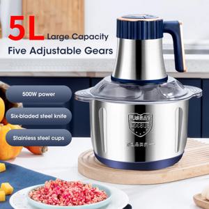 5L 전기 고기 분쇄기 304 스테인레스 스틸 식품 분쇄기 다기능 야채 슬라이서 쵸퍼 민서 베이비 푸드 프로세서
