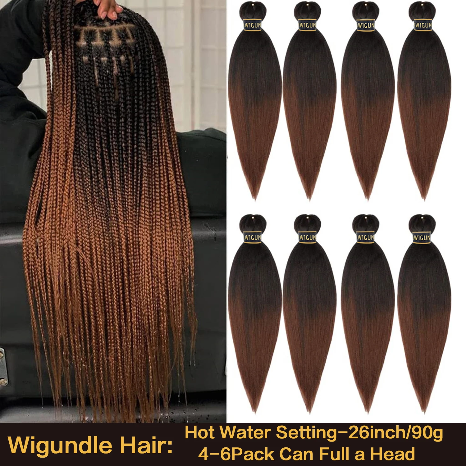 Kanekalon 26 인치 뜨거운 물 세트 Pre Stretched Jumbo Braiding Hair Box 트위스트 브레이드 여성용 합성 헤어 익스텐션 Soft Yaki