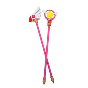 Brdwn Cardcaptor 사쿠라 기노모토 새 머리 별 코스프레 수제 마술 지팡이 직원