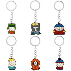 클래식 만화 Southpark 키 체인 쥬얼리 애니메이션 그림 Eric Cartman 및 Kenny McCormick 에나멜 펜던트 열쇠 고리 목걸이 Accesso