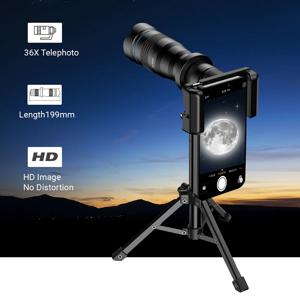APEXEL 36X 금속 망원 렌즈(삼각대 줌 망원경 포함) iPhone 용 단안 삼성 촬영 새 관찰 콘서트 스포츠