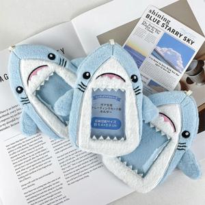 블루 샤크 플러시 카드홀더, 푹신한 사진 카드홀더, 버스 카드 슬리브 ID 은행 신용카드 홀더 카드홀더 보호대 문구