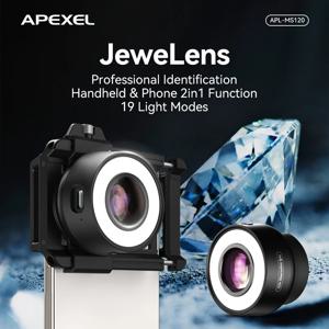APEXEL 120X 미니 전화 현미경 쥬얼리 렌즈(아이컵/조명 LED 조명/아이폰/안드로이드 스마트폰용 범용 클립 포함)