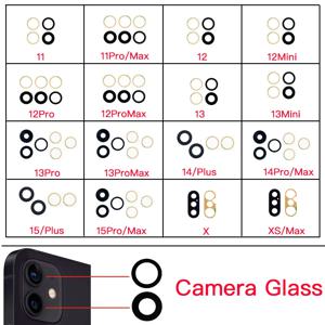 iPhone X XS 11 12 13 Mini 14 15 Plus Pro Max 후면 카메라 렌즈 (3M 접착제 포함) 용 후면 카메라 렌즈 유리 교체