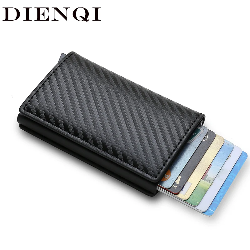 안티 Rfid 탄소 섬유 ID 신용 카드 소지자 남성용 지갑 미니 자동 팝업 은행 카드 소지자 케이스 미니멀리스트 Vallet Choice