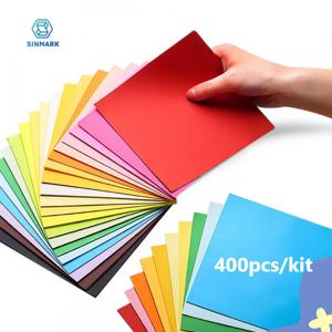 400pcs 접는 종이에 대 한 사각형 종이 접기 종이 키트 20 색상 양면 아이 공예 크레인 다채로운 종이 색종이 광장 접는