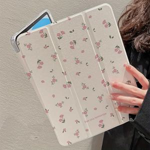 접이식 스탠드가 포함된 iPad 케이스용 꽃무늬 투명 아크릴 - 경량, iPad 7세대/8세대/9세대 및 Air4/5 Pro11용, 태블릿 보호