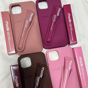 럭셔리 로드 DIY 립스틱 소프트 실리콘 케이스 for iPhone 16 15 13 11 14 12 Pro Max Plus 휴대용 립글로스 홀더 Ins 전화 커버