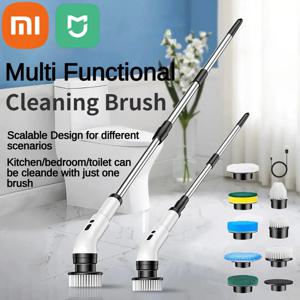 Xiaomi 전기 청소 브러시 ​​긴 핸들 걸레 브러시 가정용 확장 텔레스코픽 폴 주방 욕실 화장실 청소 도구