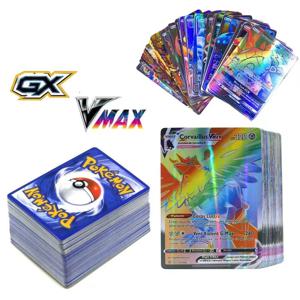 100/200Pcs 영어, 프랑스어 독일어 Pokemons 카드 메가 Vmax 반짝 이는 트레이딩 카드 어린이를위한 생일 선물