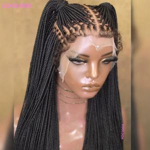 Cornrows 땋은 가발 작은 사각형 Knotless 상자 머리띠 가발 흑인 여성을위한 아기 머리카락 합성 긴 36 인치 머리카락