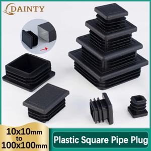 검은 사각형 플라스틱 검은 블랭킹 엔드 캡 파이프 플러그 발 가구 내부 플러그 커버 10x10mm ~ 100x100mm