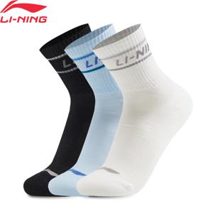 Li-Ning 남여 스포츠 스타일 3 쌍 양말 AT._BACTERIA 22-28cm 부드럽고 편안한 안감 남성 여성 유행 양말 AWSV073