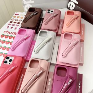 로드 케이스 iPhone 12 13 14 15 16 Pro Max Plus 휴대용 립글로스 홀더 립스틱 실리콘 소프트 범퍼 커버 (립글레이즈 포함)