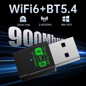 WiFi 6 AX900 BT5.4 USB 어댑터 듀얼 밴드 2.4G 및 5GHz WiFi 카드 2in1 동글 USB 무선 네트워크 Wlan 수신기 Win 10/11 PC