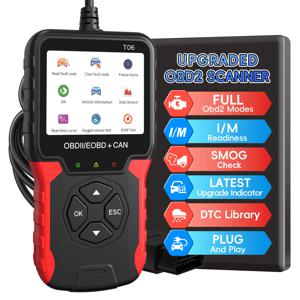 자동차 액세서리 obd2 스캐너 t06 엔진 시스템 코드 리더 확인 다국어 지원 자동차 진단 도구 배터리 테스터