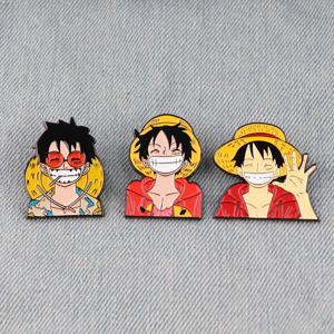 3pc 일본 애니메이션 Luffy Roronoa Zoro 에나멜 핀 옷깃 핀 만화 브로치 여성용 패션 쥬얼리 코스프레 액세서리 선물