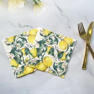 10/20pcs 33cm 2 레이어 새로운 레몬 꽃 인쇄 냅킨 파티 크리 에이 티브 장식 종이 피크닉 매트 DIY Decoupage 종이