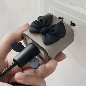 블랙 러브 보우 18W/20W USB 충전기 보호 케이스 세트 케이블 보호대 애플 아이폰 16 15 충전 케이블 데이터 충전 로프