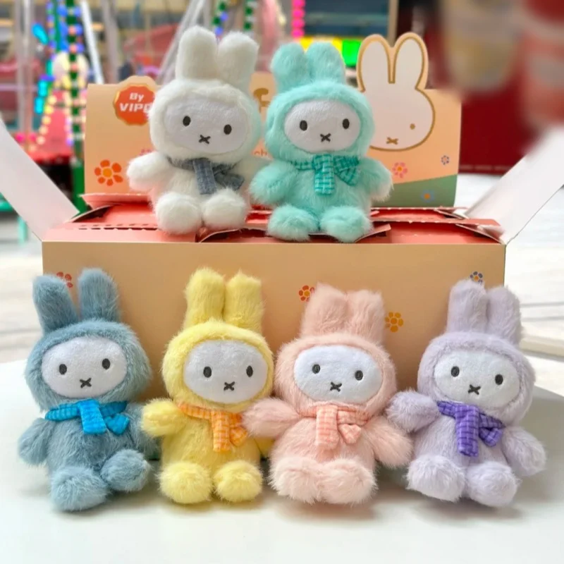 새로운 정품 Miffy 귀여운 블라인드 박스 펜던트 마카롱 시리즈 배낭 펜던트 인형 펜던트 장난감 장식 액세서리 어린이를위한 선물
