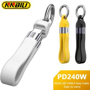 NNBILI 240W USBC iPhone 16 충전 USB4.0 케이블 휴대용 키체인 40Gbps 데이터 전송 Thunderbolt4/3 8K@60Hz 비디오 디스플레이